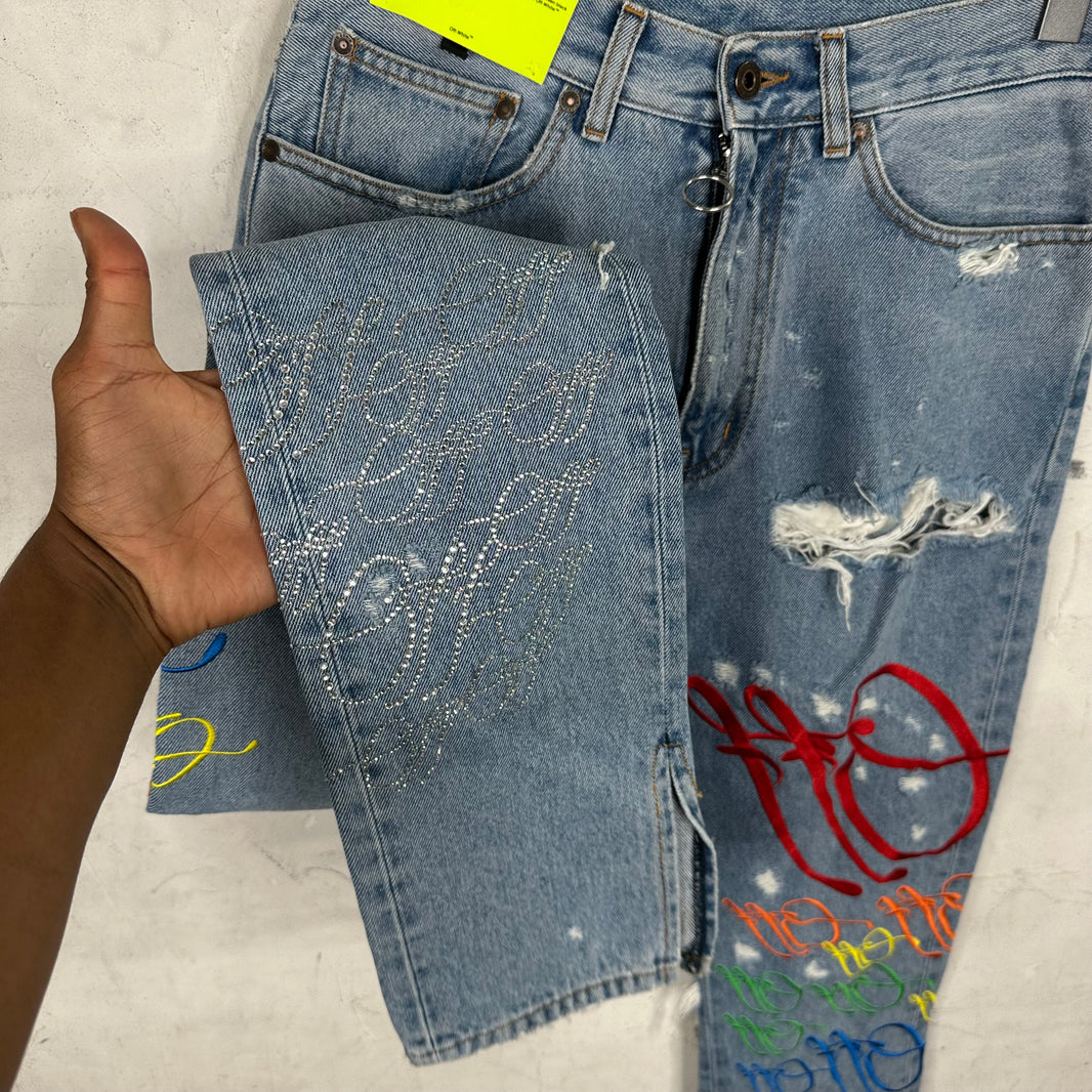 Off White x MRDR BRVDO Embellished Jeans