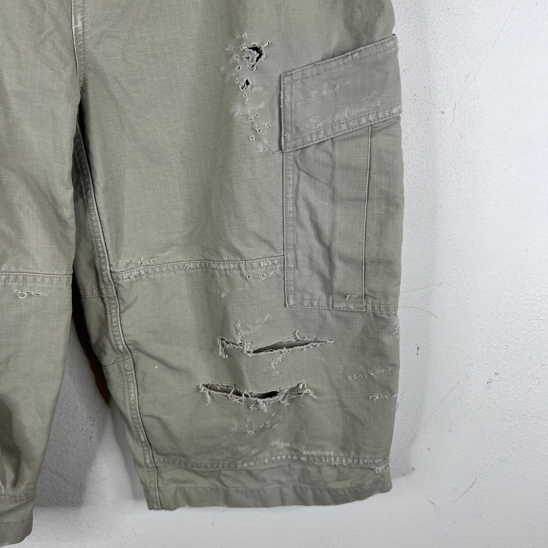 Balenciaga Beige Cropped Cargo Ripstop Long Shorts