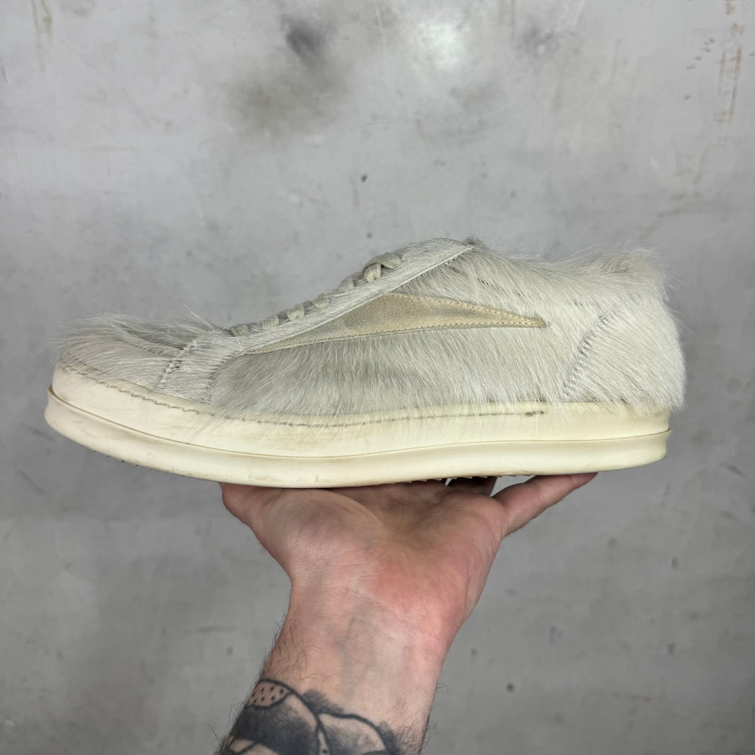 Rick Owens Cream Ponyhair Low Vans
