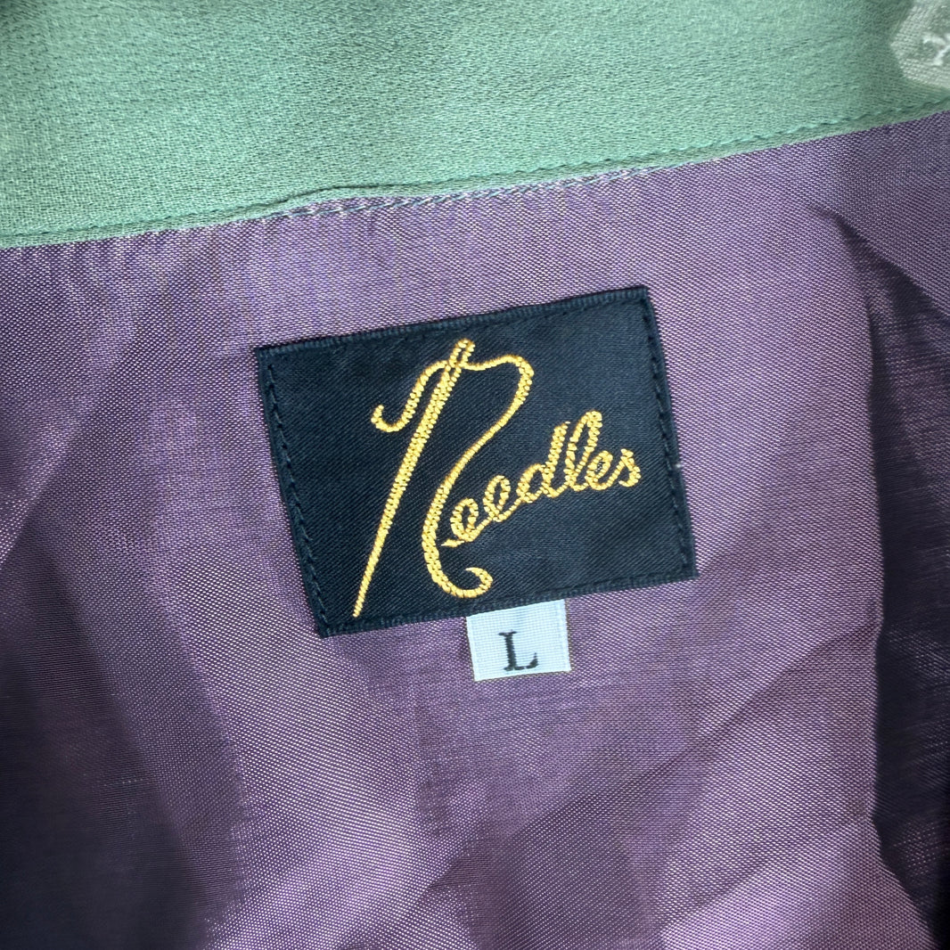 Needles Green Diamond Pattern Rayon LS Button Up Shirt