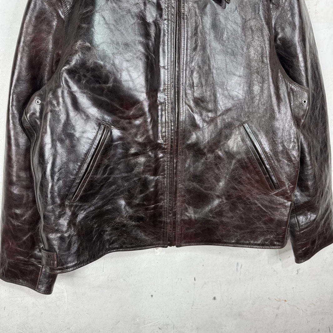 Stussy Brown Leather Garage Jacket