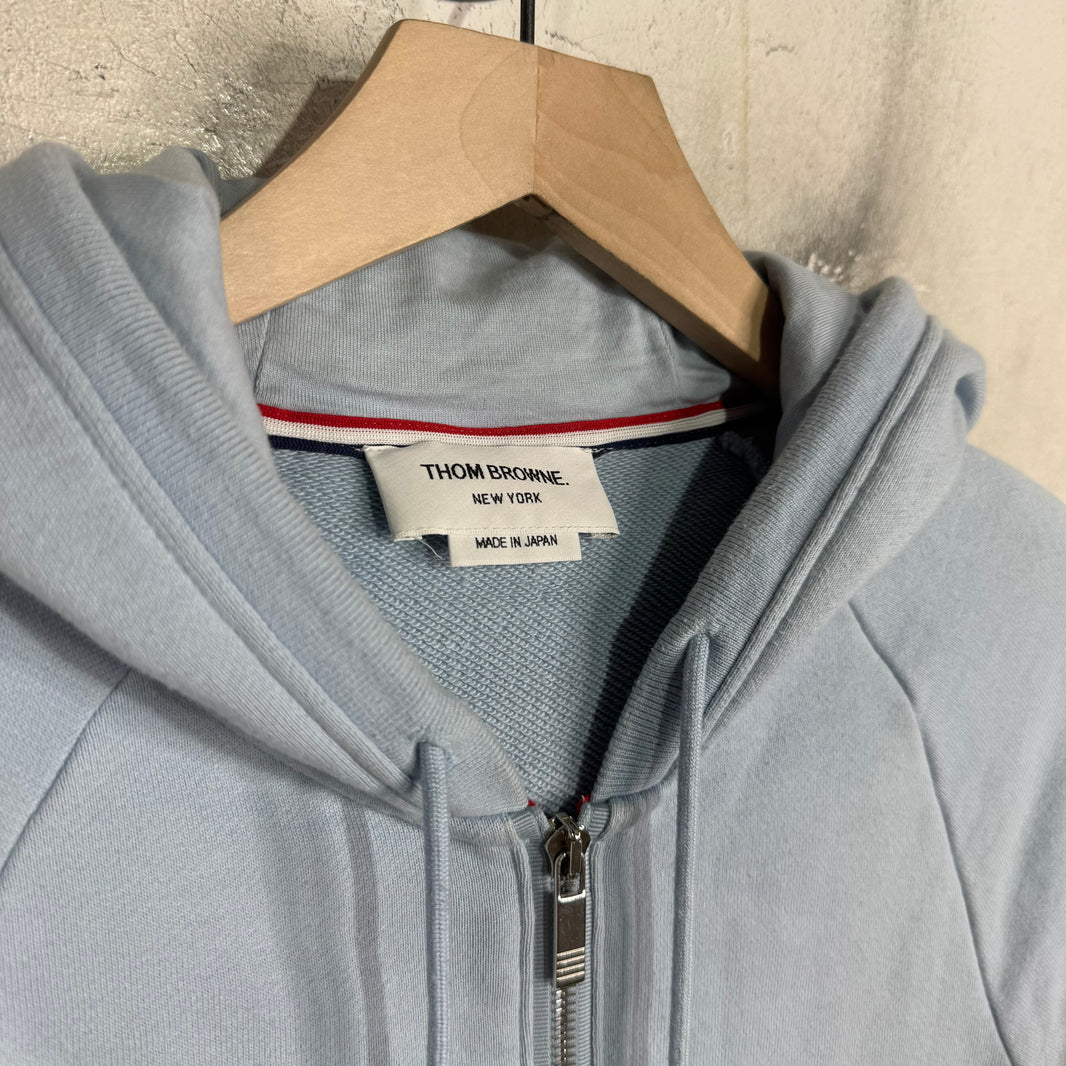 Thom Browne Blue Striped Zip Hoodie