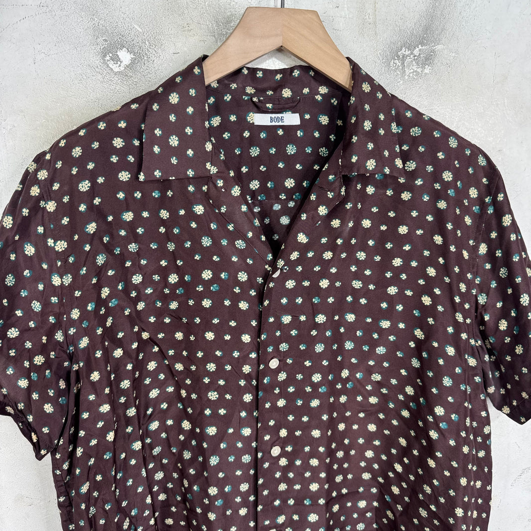 Bode Brown Silk Patterned Shirt
