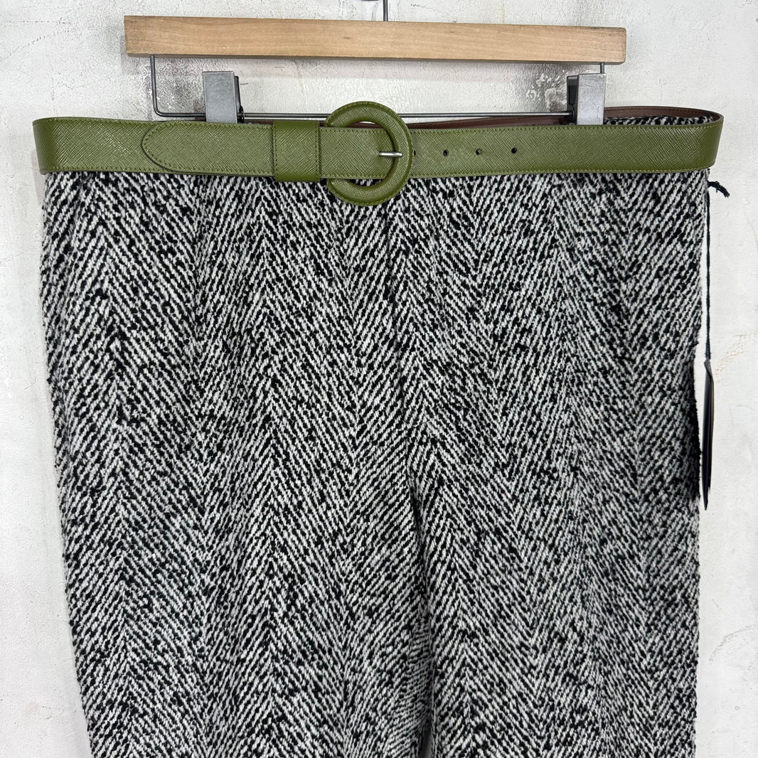 Prada Belted Tweed Trousers