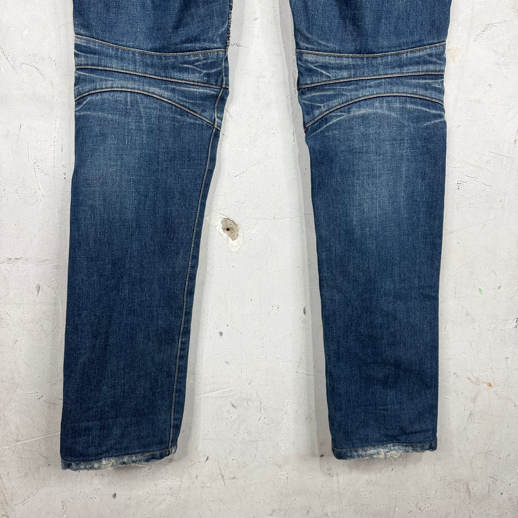 Balmain Medium Wash Decarnin Biker Jeans