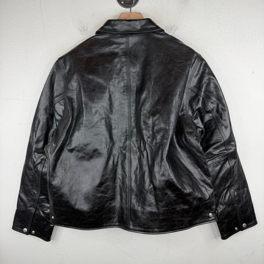 Stussy Black Leather Garage Jacket