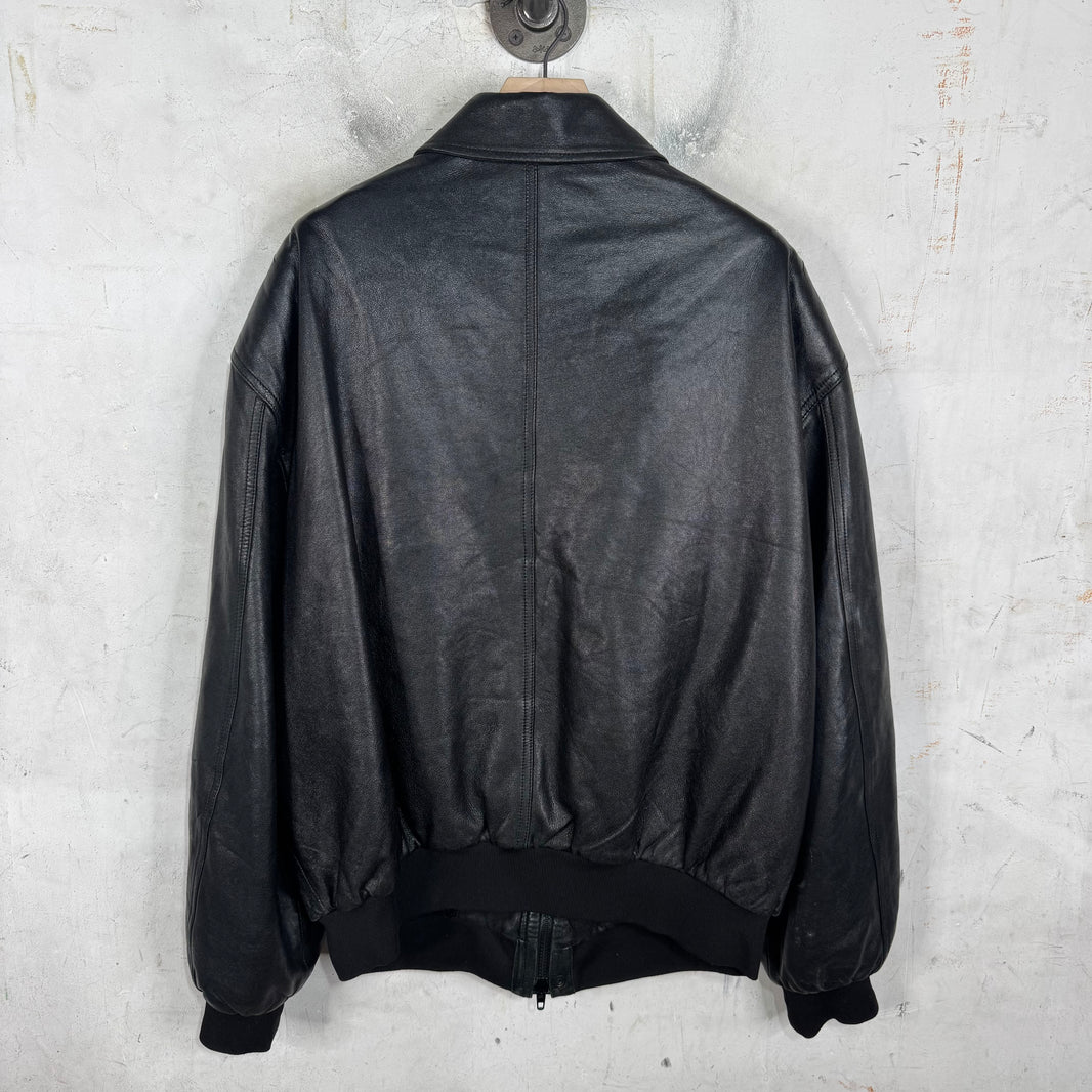 Balenciaga Leather Padded Shoulder Sporty B Bomber
