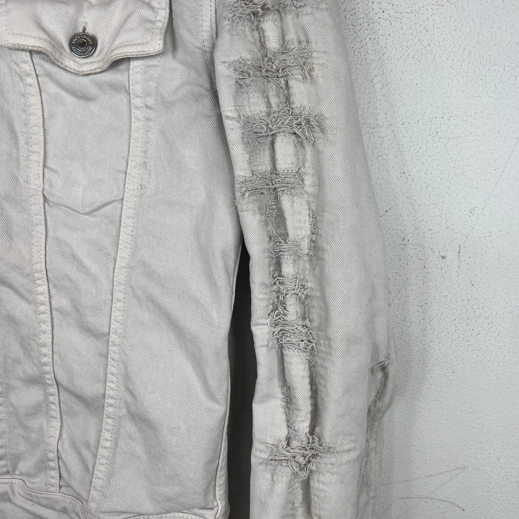 Dior White Distressed Denim Trucker Jacket