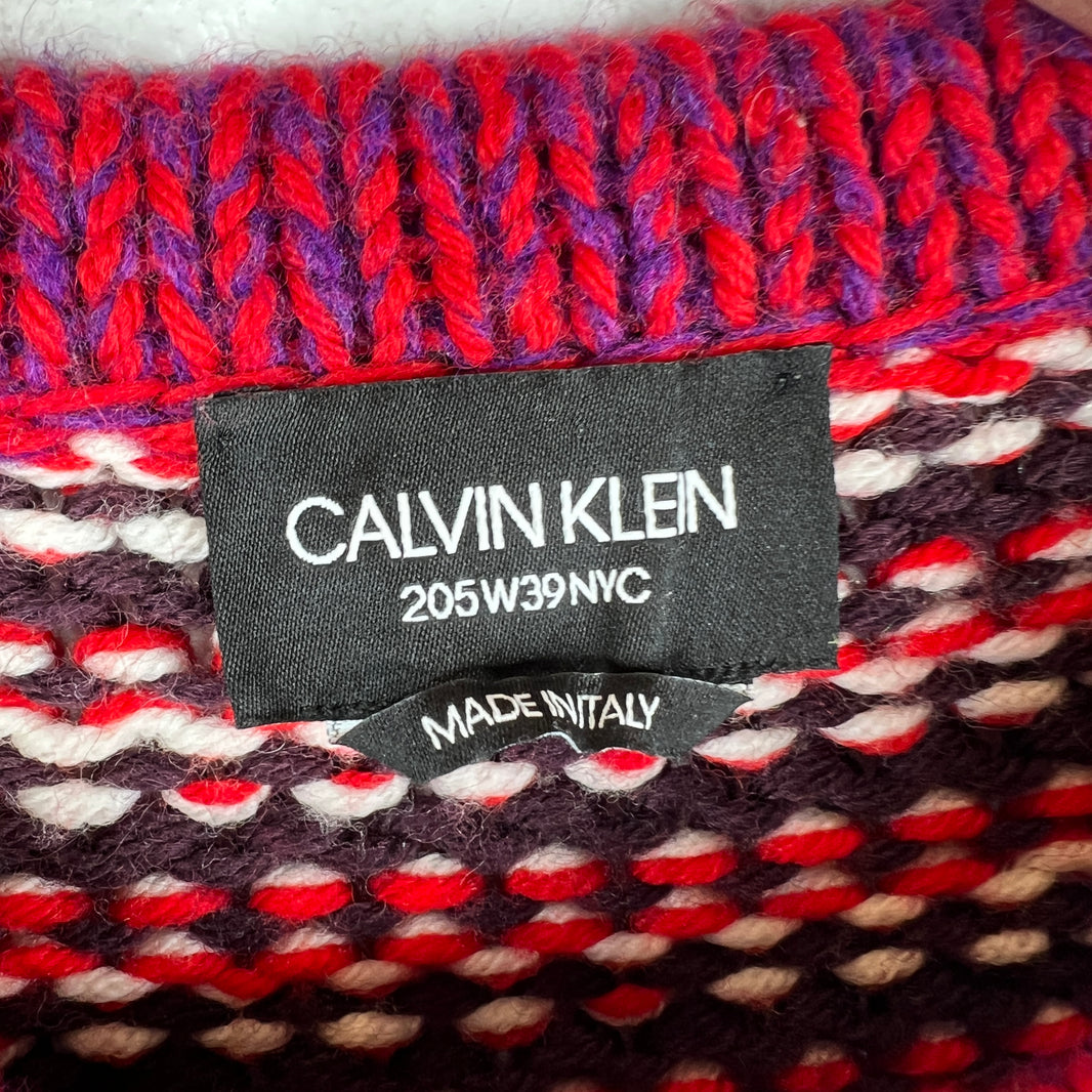 Calvin Klein 205W39NYC Red Striped Knit Sweater