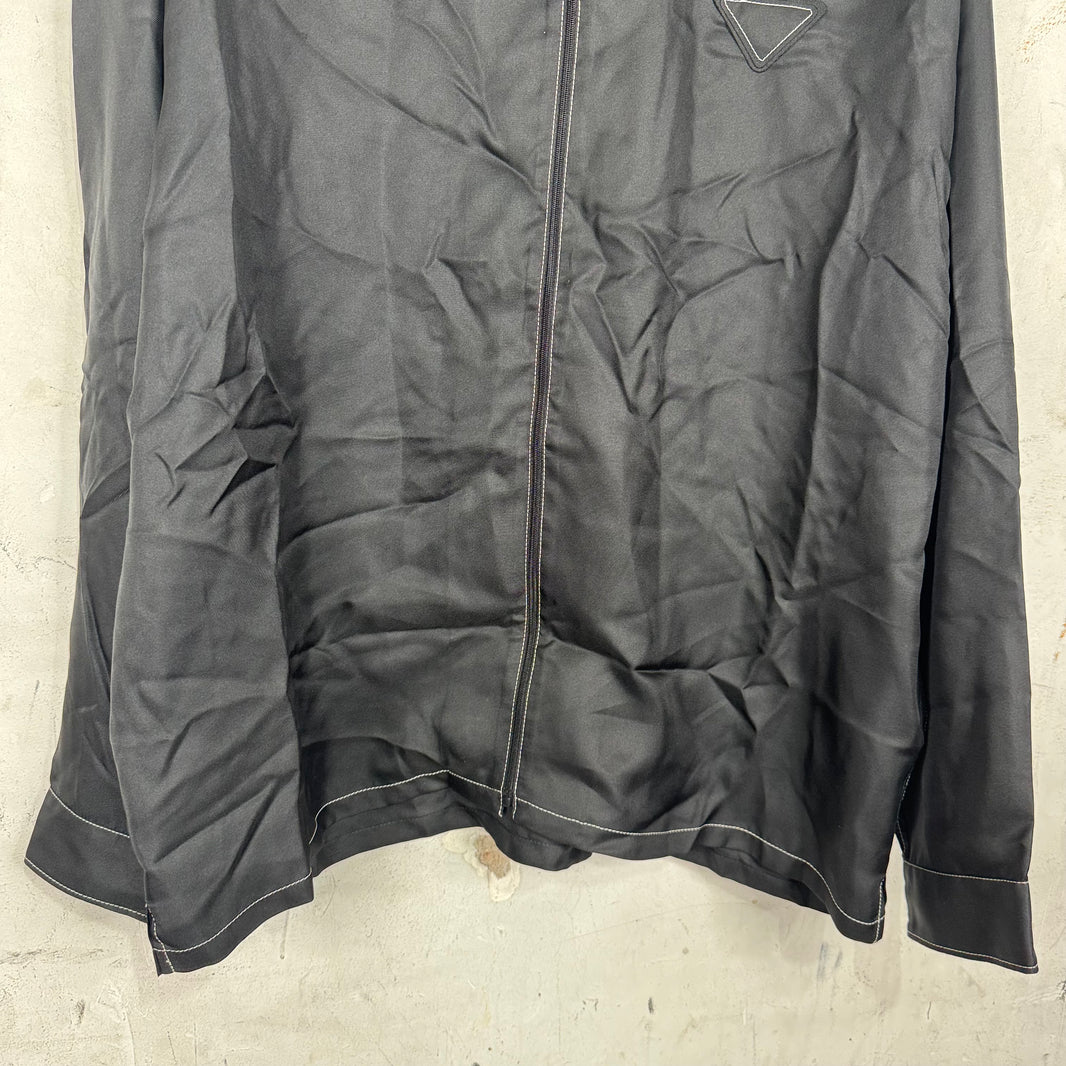 Prada Viscose Constrast Stitch Zip Shirt