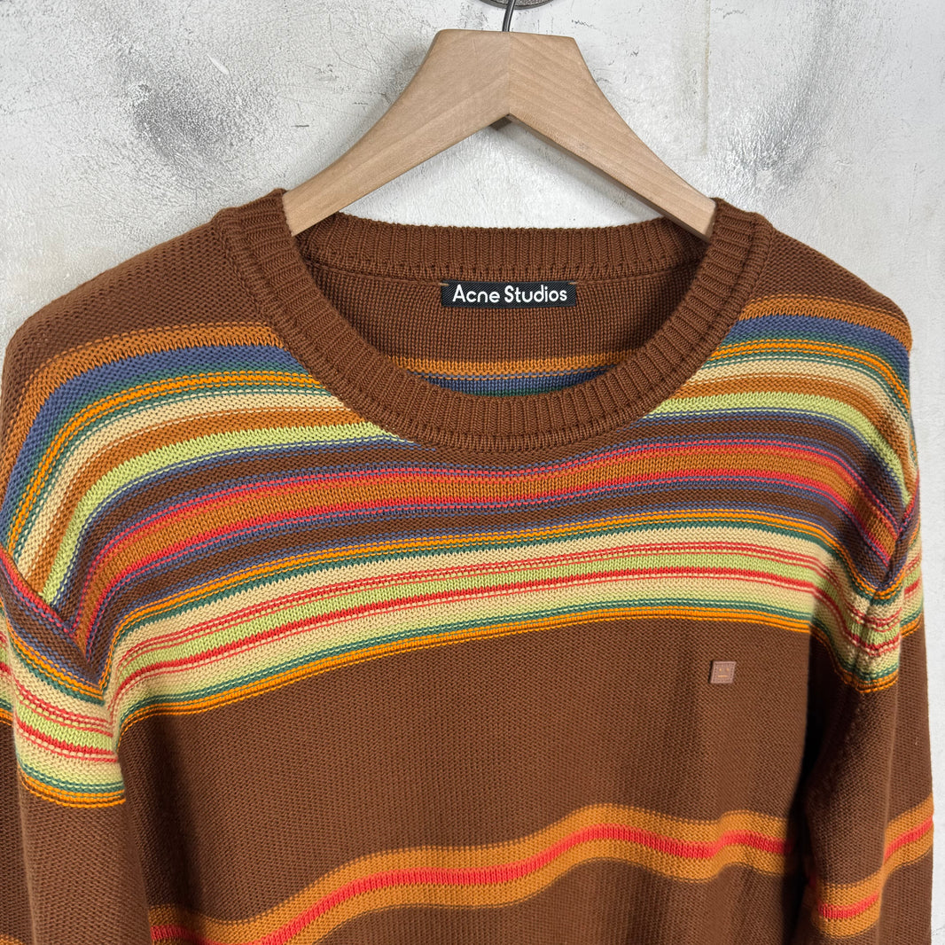 Acne Studios Brown Striped Face Sweater