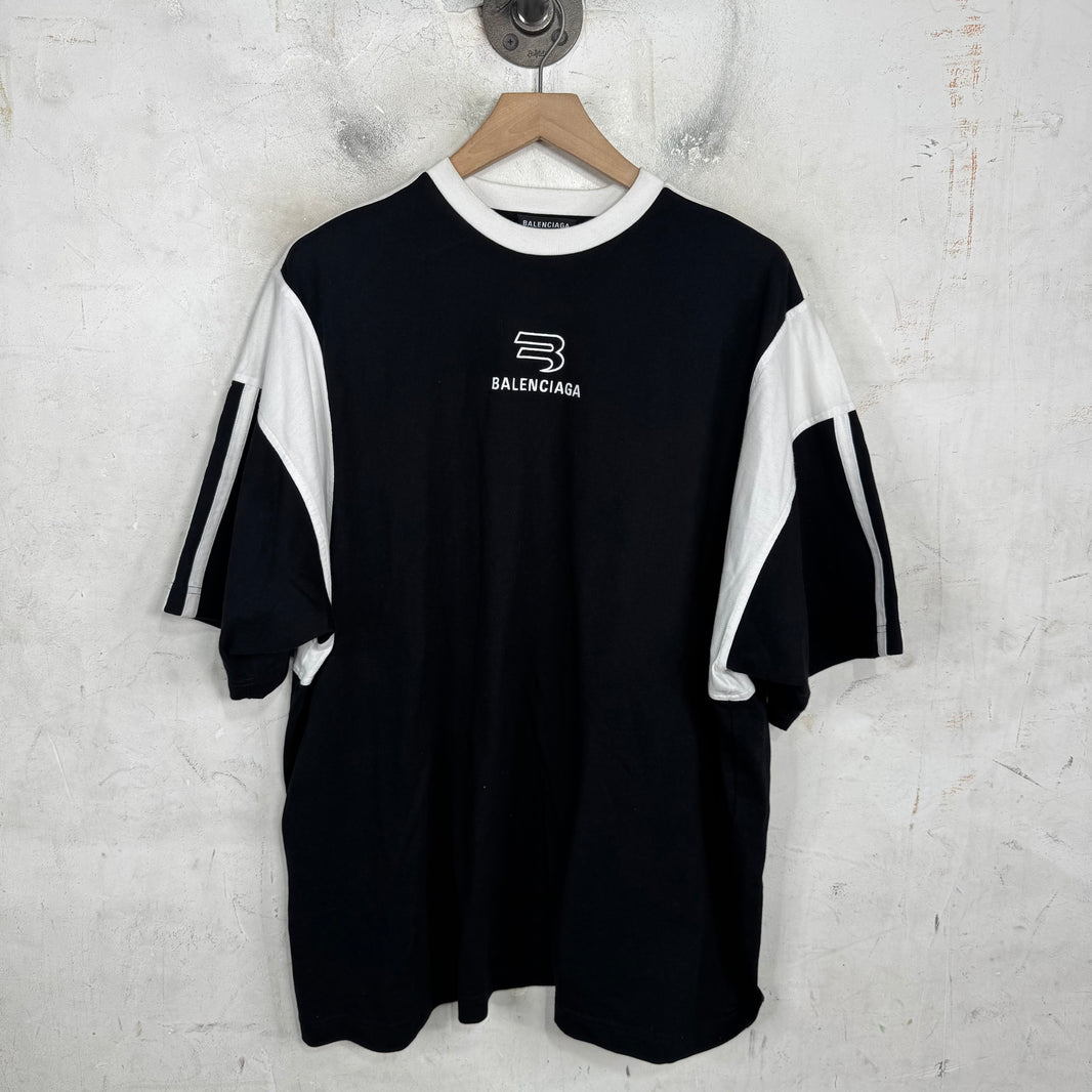 Balenciaga Black/White Sporty B Panelled T-Shirt