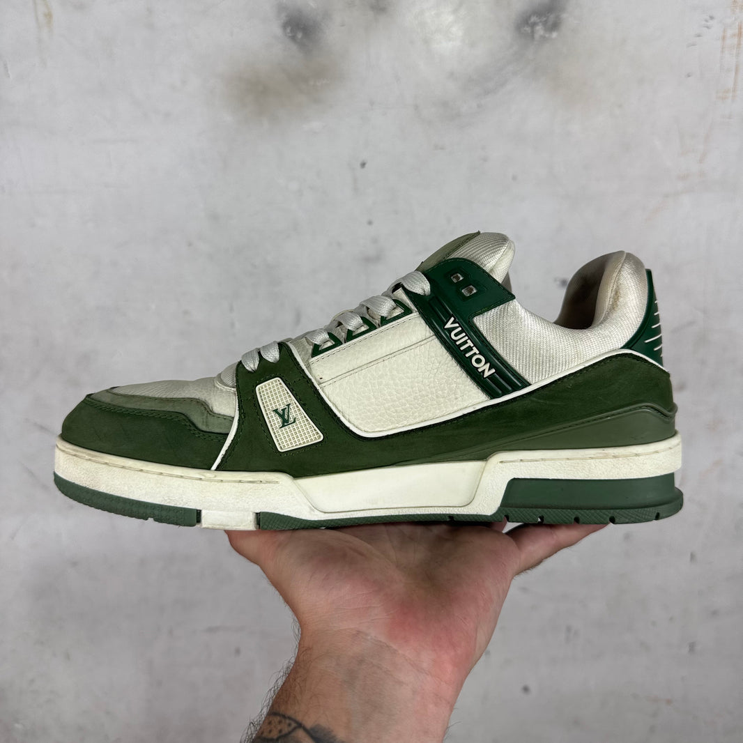 Louis Vuitton Green Leather Suede Trainers