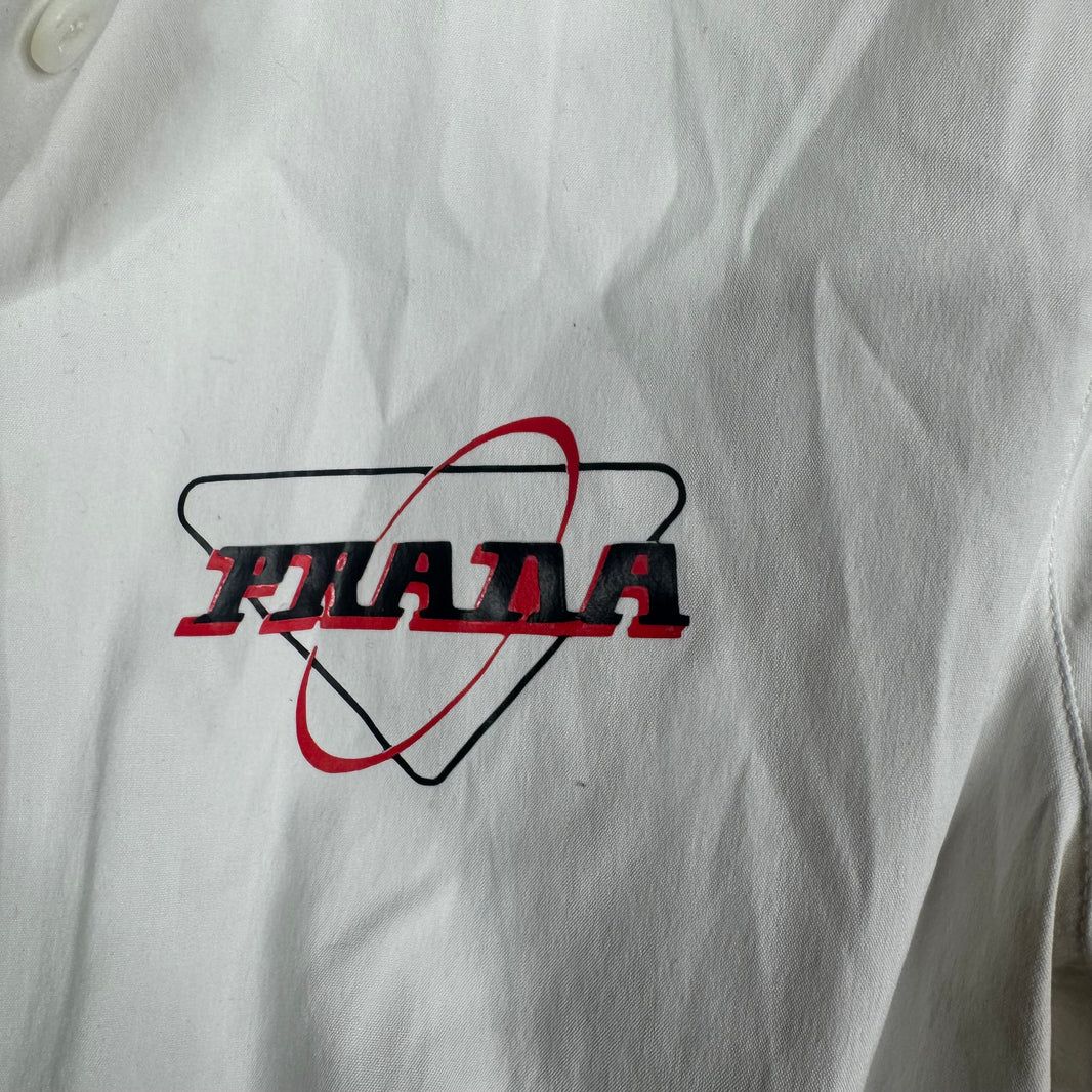 Prada White Triange Graphic L/S Button Up Shirt