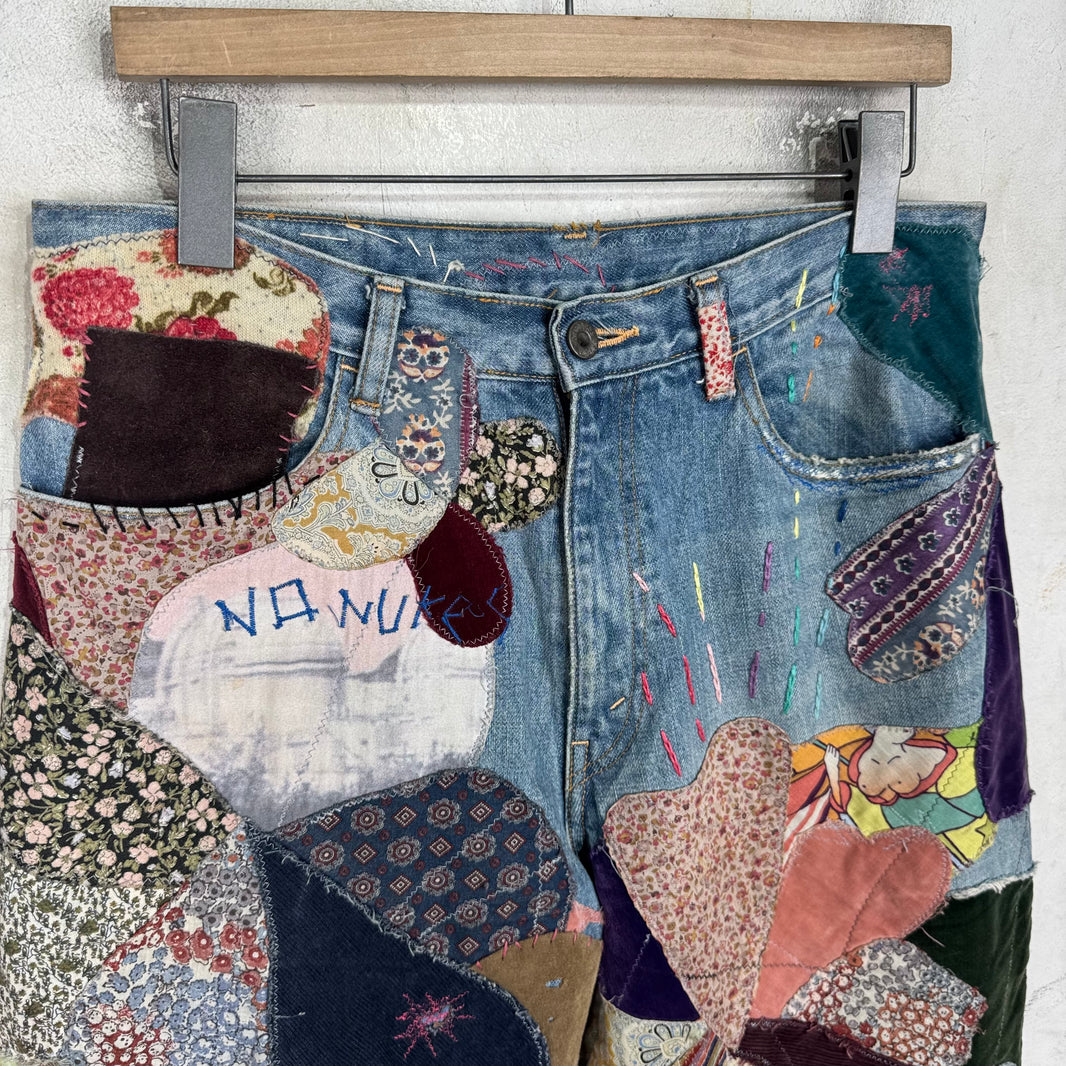Kapital No Nukes Flared Patchwork Jeans