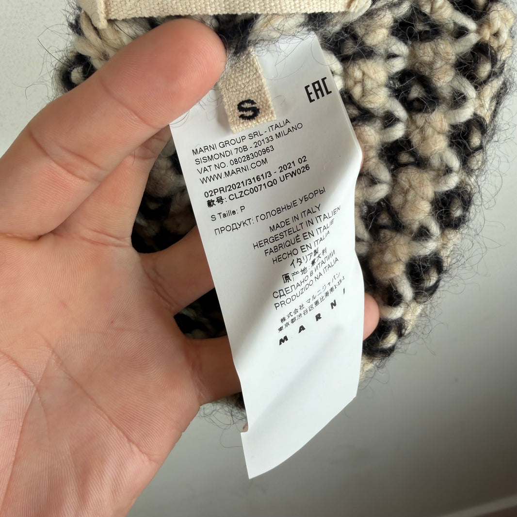 Marni Black/White Knit Beanie