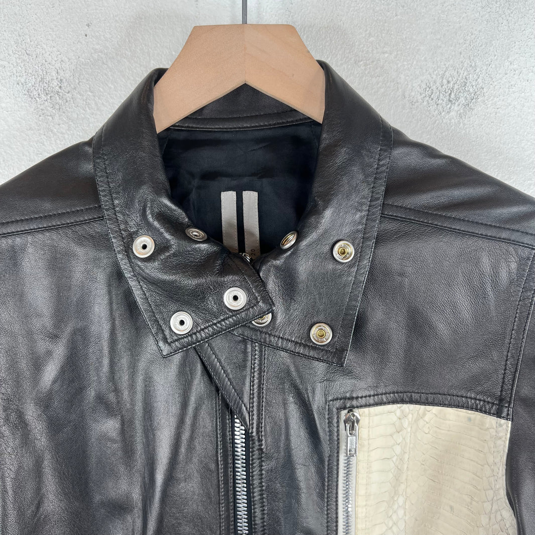Rick Owens Black Python Leather Moto Jacket