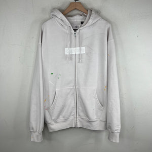 Supreme White MM6 Box Logo Zip-Up Hoodie