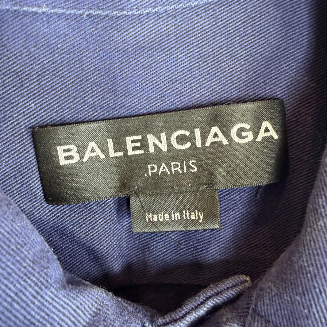 Balenciaga Runway Blue Military Button Up Shirt