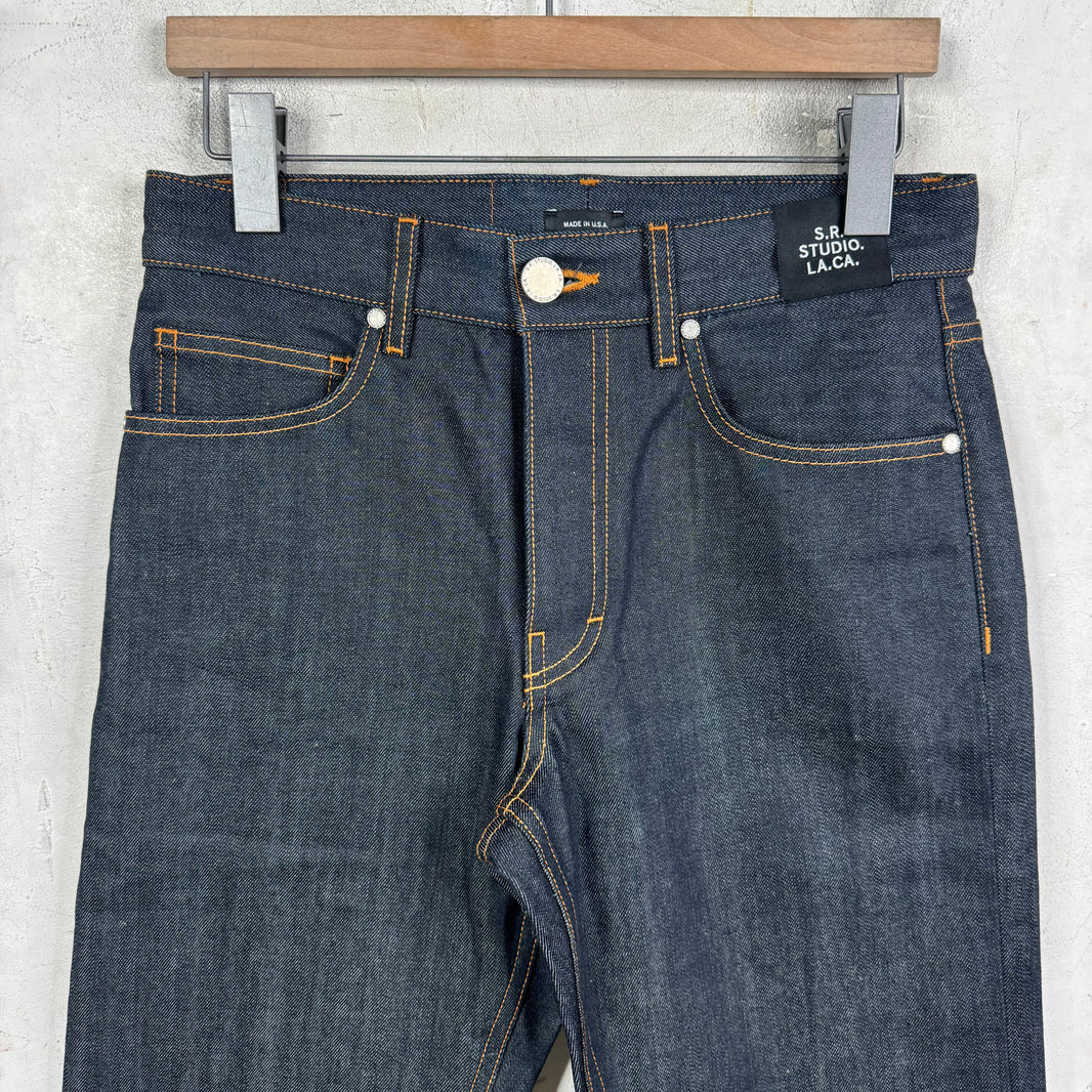 SR Studios Straight Legged Raw Denim Jeans