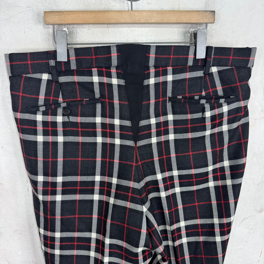 Marni Black/Red Plaid Wool Trousers