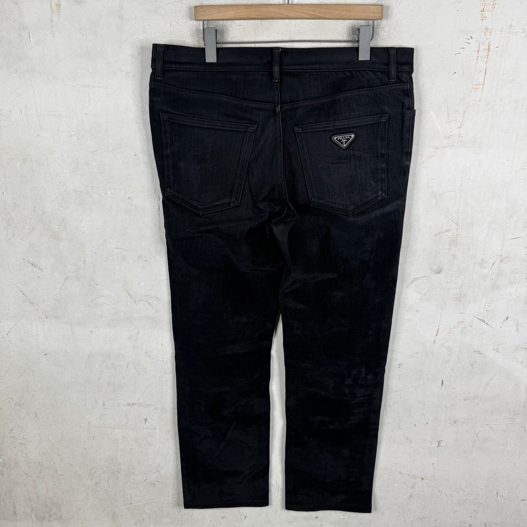 Prada Plaqued Velvet Jeans
