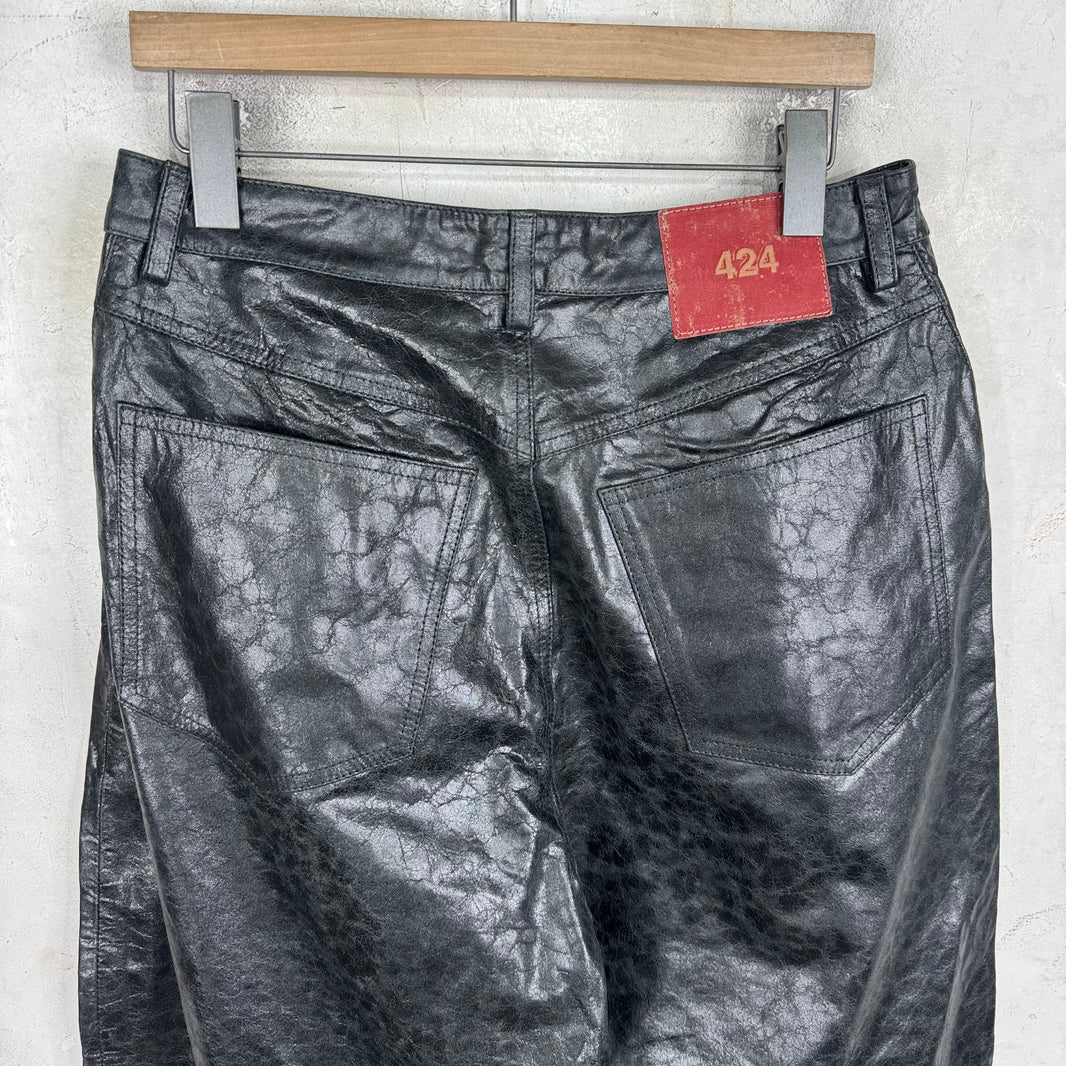424 Paper Leather Wide Leg Pants