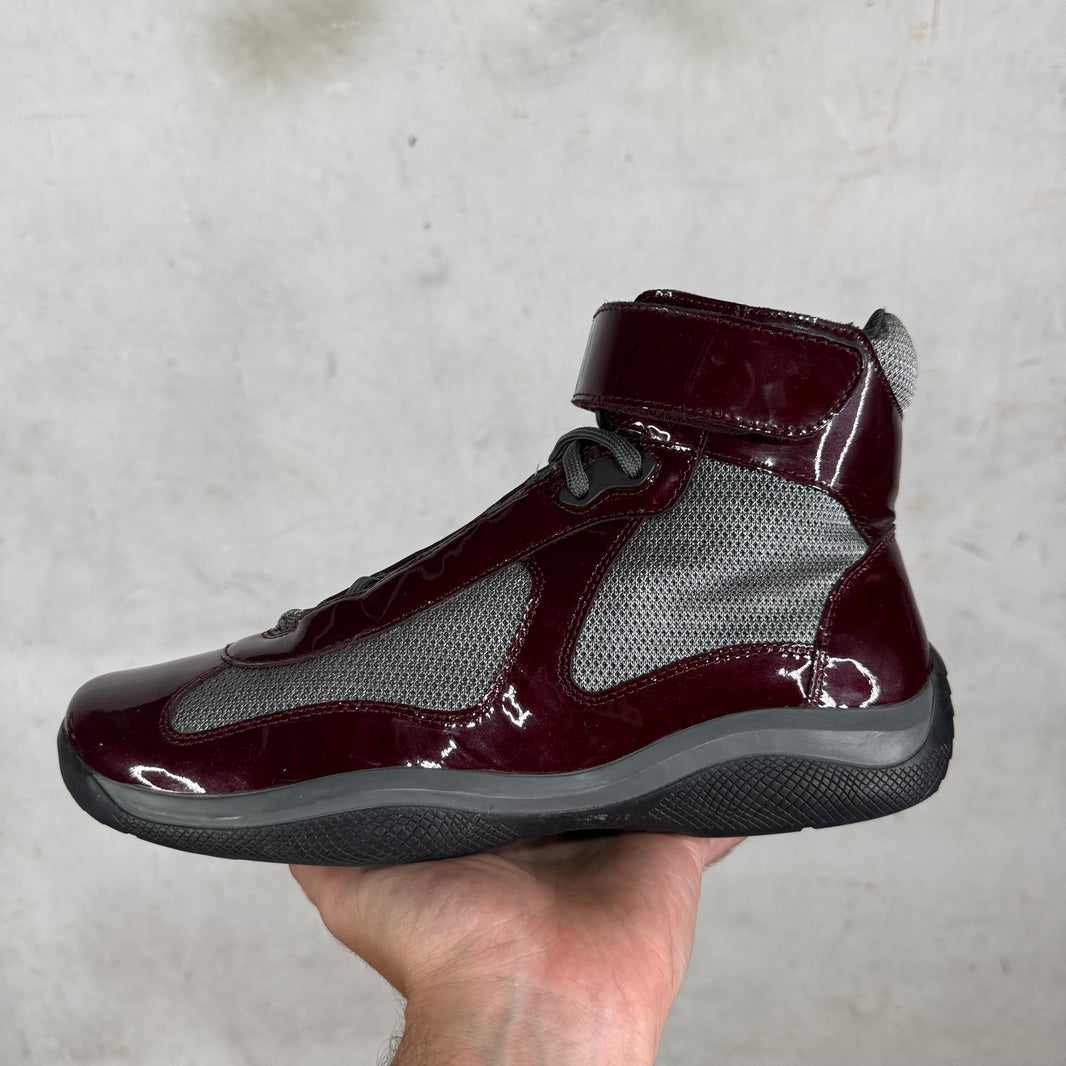 Prada Patent Burgundy High Americas Cups