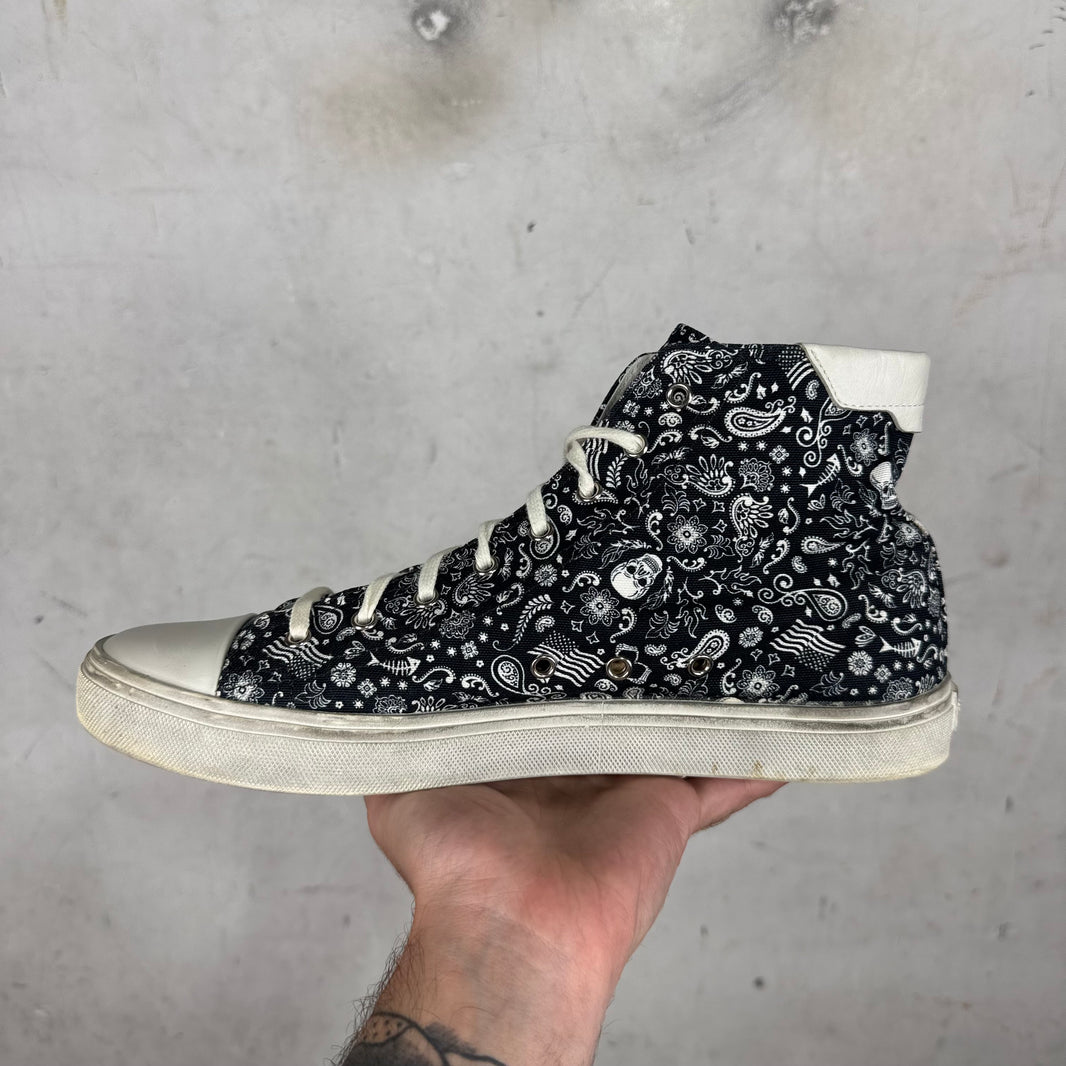 Saint Laurent Patterned Canvas Bedford Skull Sneakers