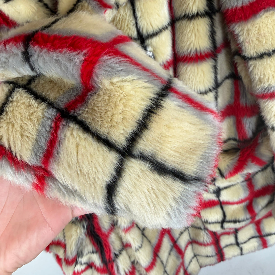 Supreme JPG Checkered Faux Fur Trench Coat