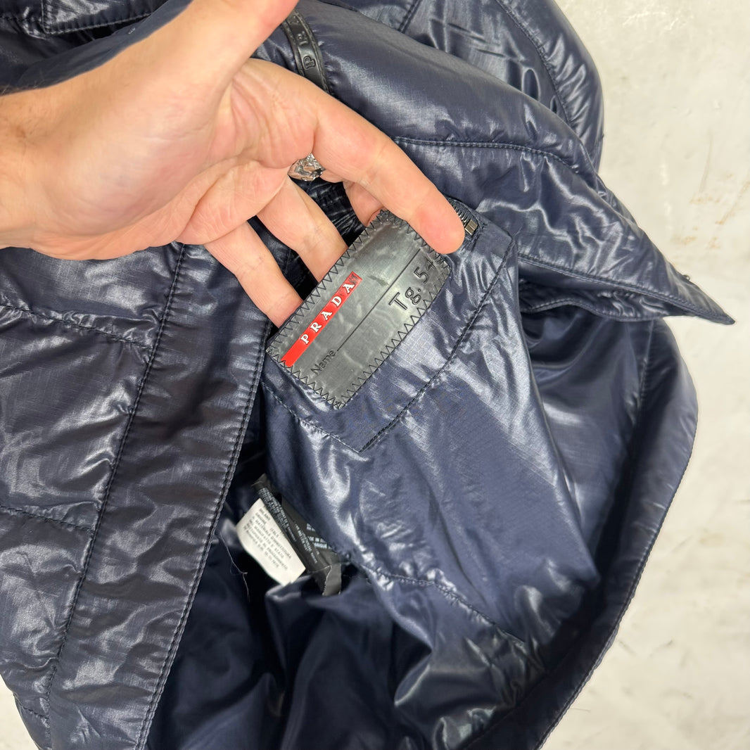 Prada Navy Padded Red Bar Jacket