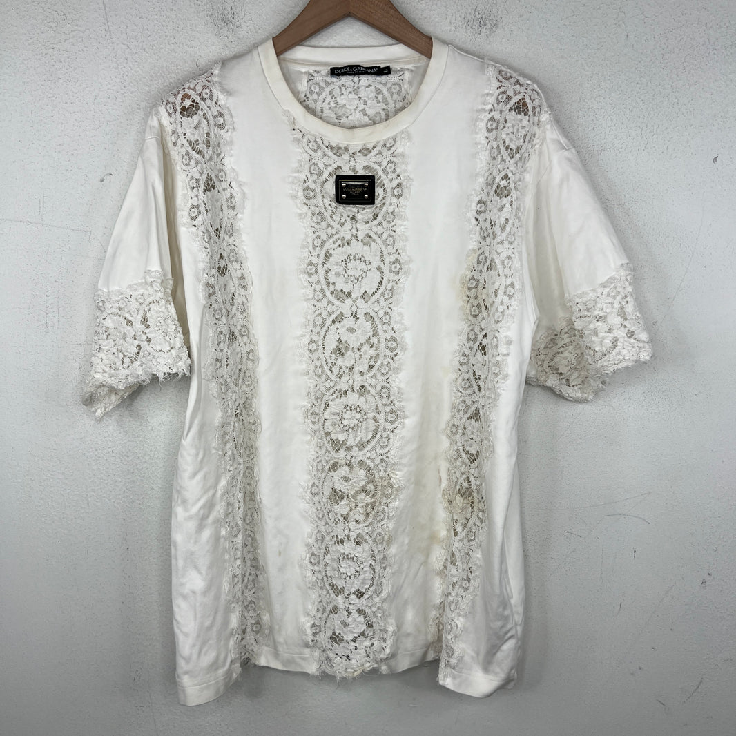 Dolce & Gabanna Floral Lace Hybrid T-Shirt