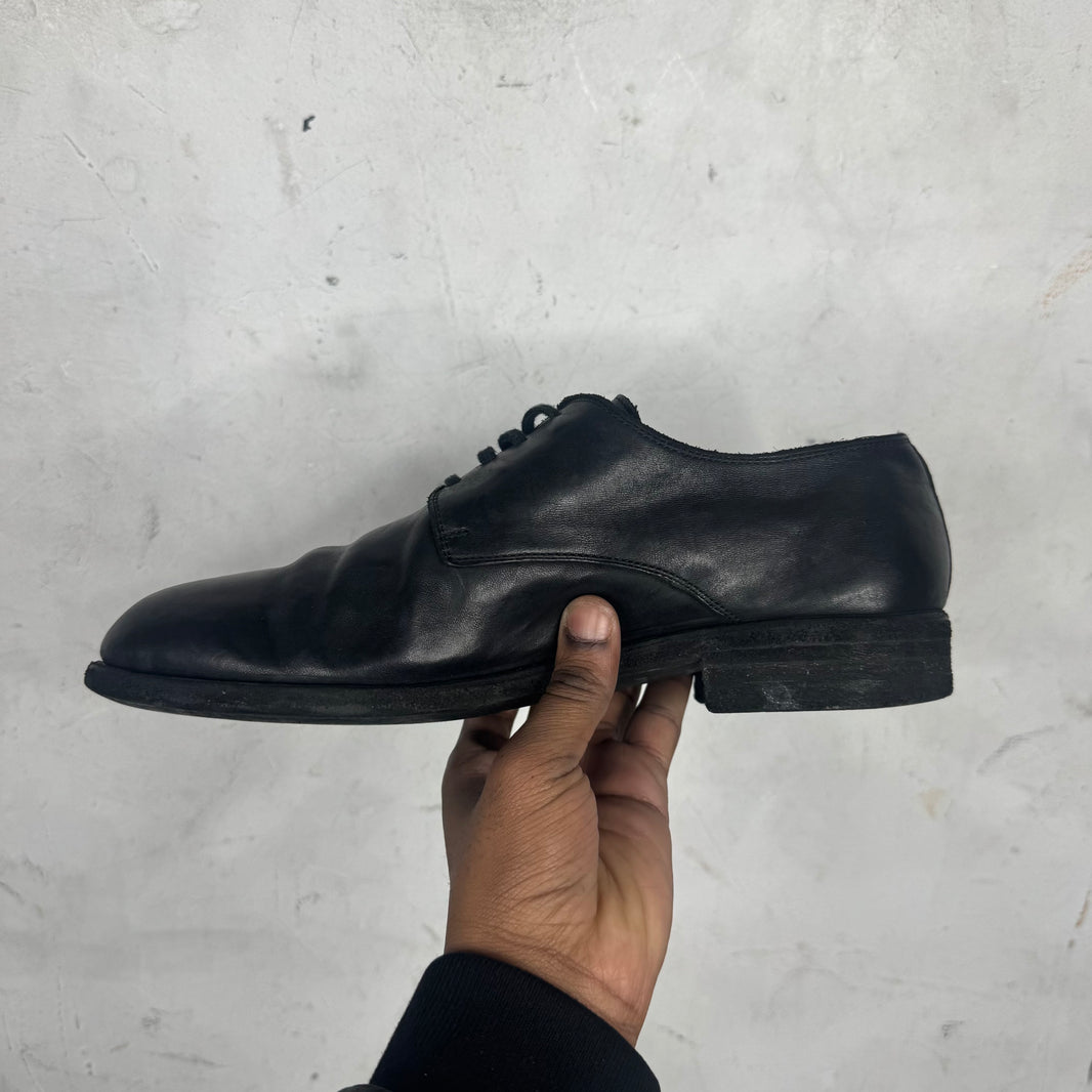 Guidi Black Leather Laced Derbies