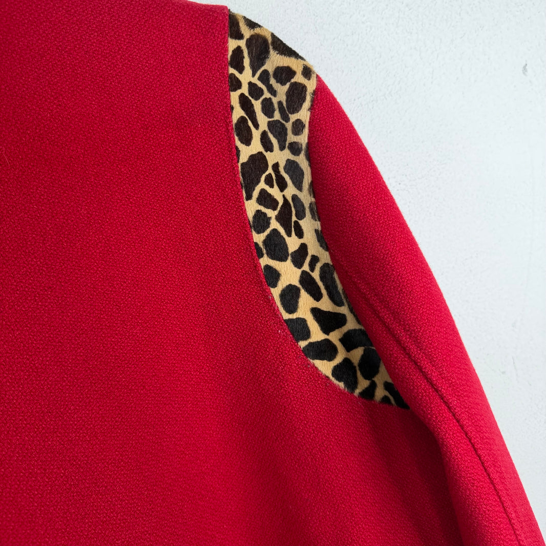 Saint Laurent Red Leopard Teddy Jacket