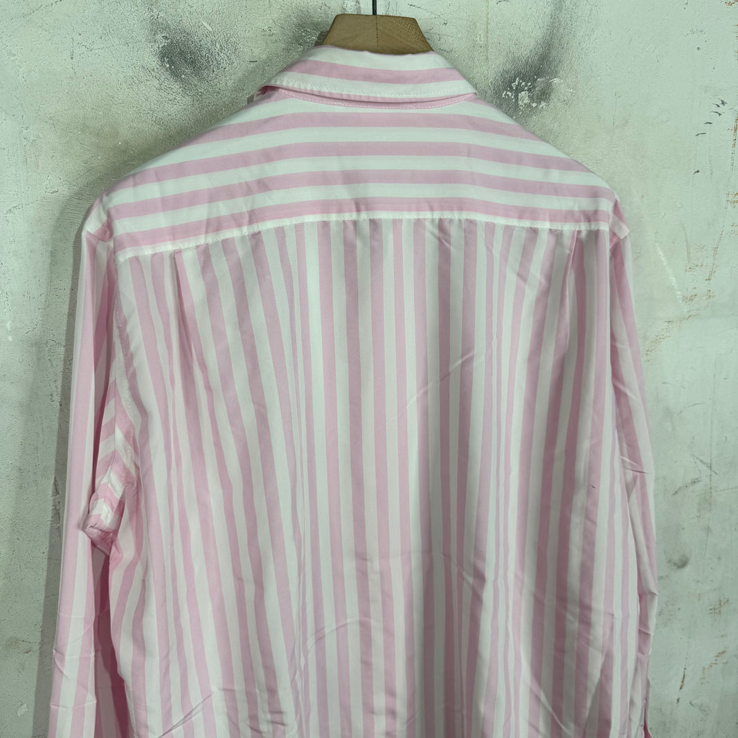 Acne Studios Pink Striped Logo Shirt