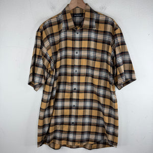 Balenciaga Beige Plaid Button Up Shirt