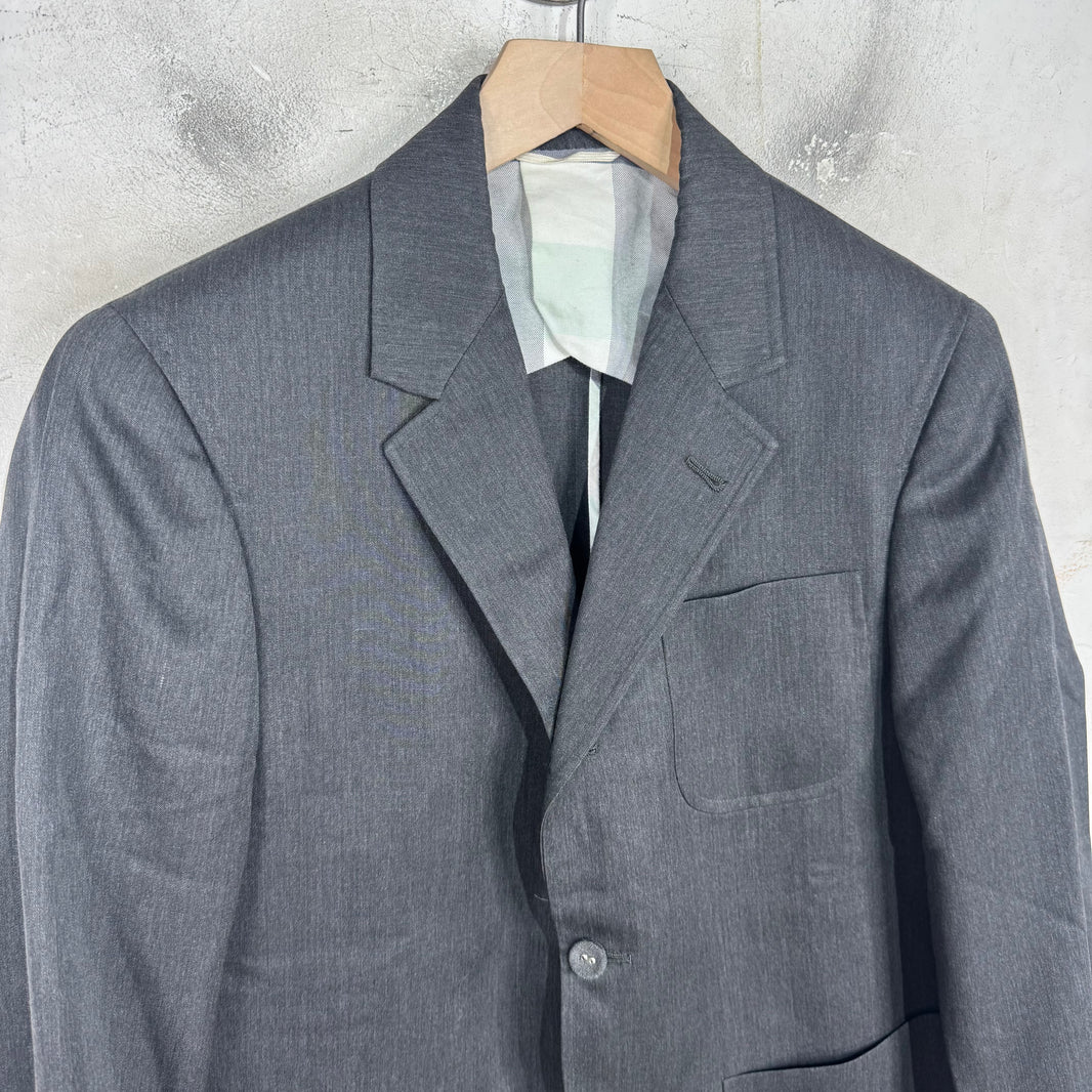 Thom Browne Dark Grey Tailored Plaid Lined Blazer