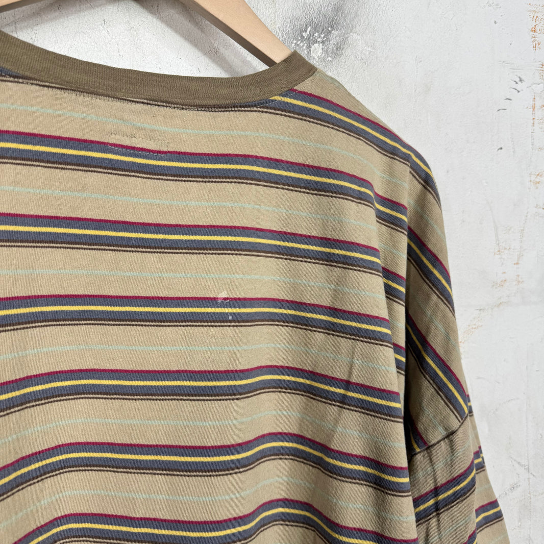 Kapital Tan Boxy Striped T-Shirt