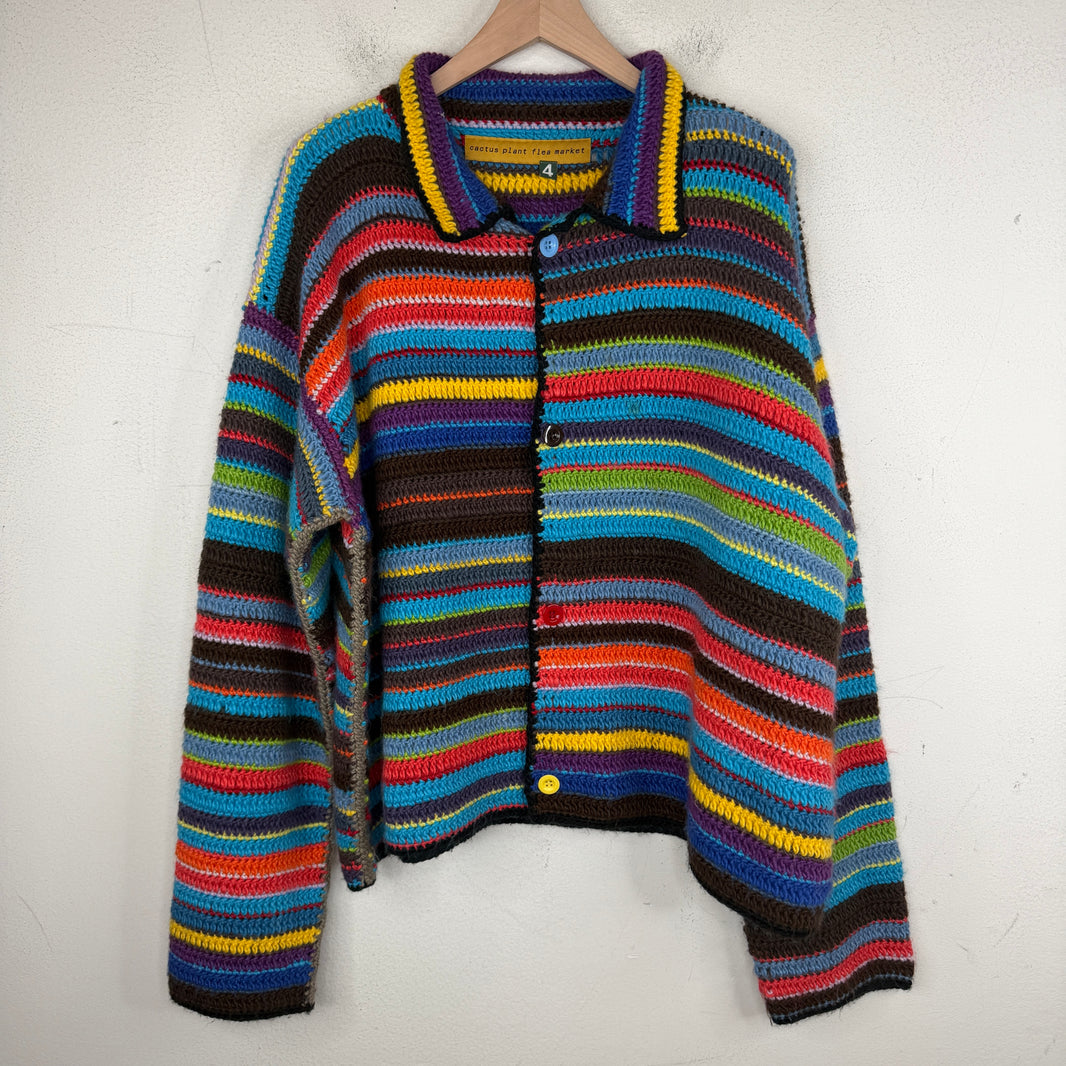 CPFM Knit Blue Striped Button Up Cardigan