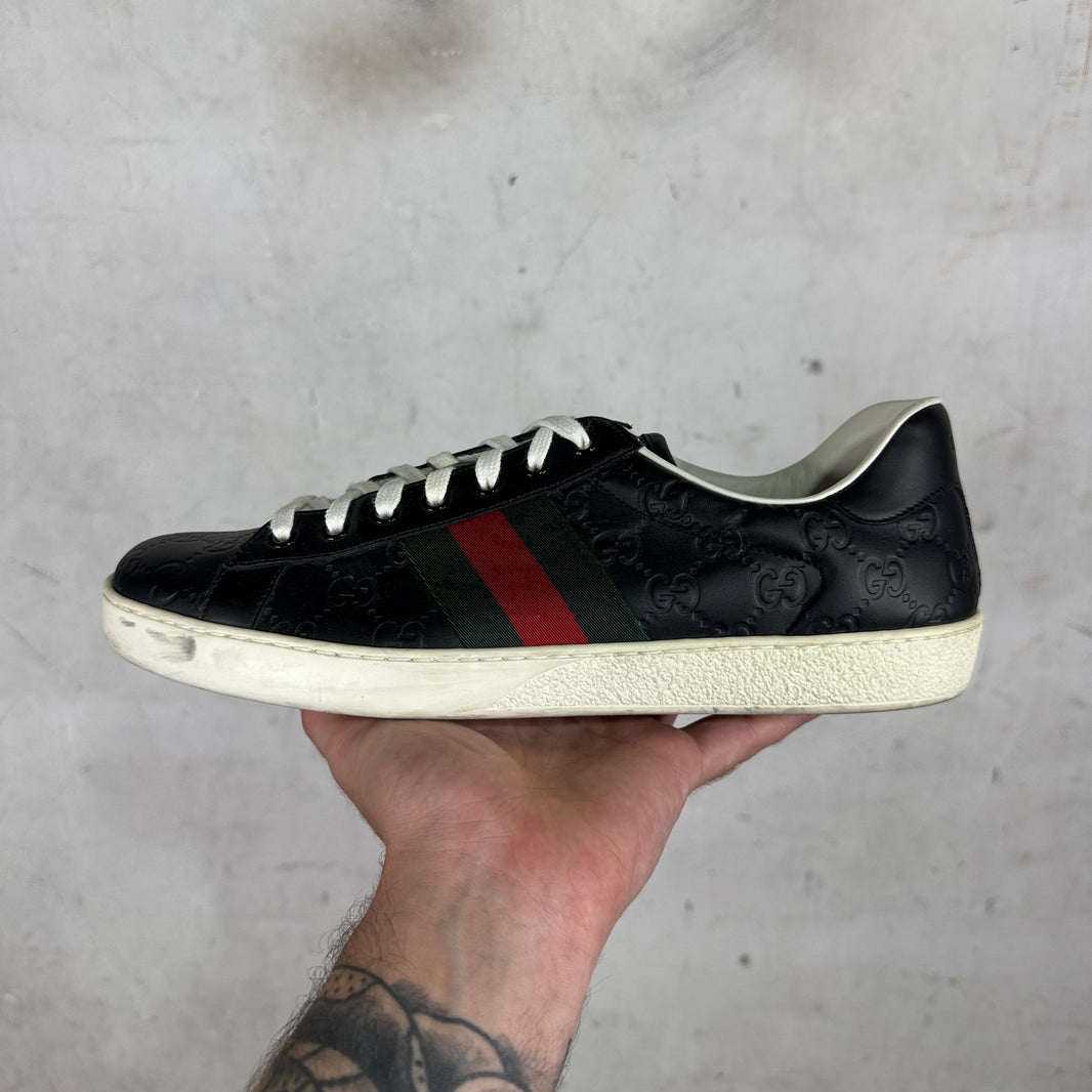 Gucci Black Embossed Monogram Aces