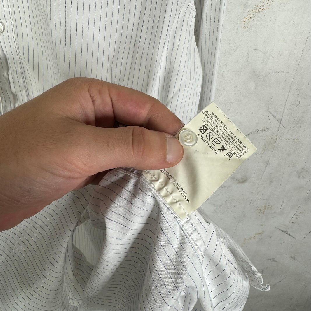 Margiela 00's Pinstriped Collarless Shirt