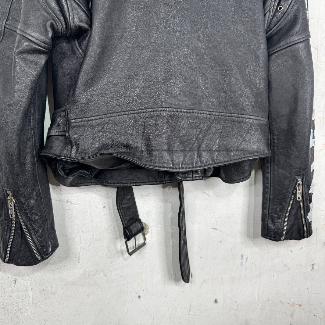 Balenciaga Tape Graphic Leather Biker Jacket