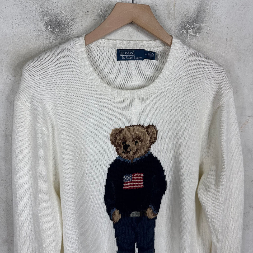 Ralph Lauren White Polo Bear Sweater