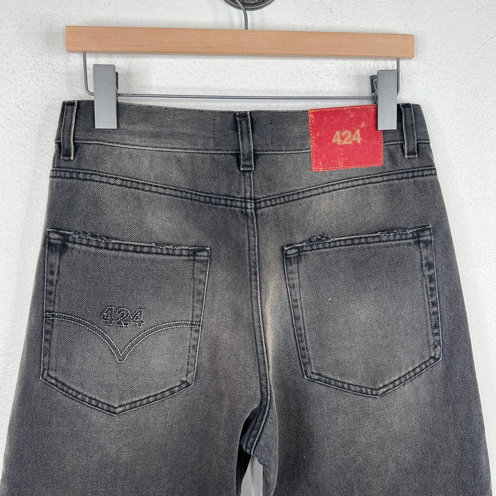 424 Black Straight Leg Denim Jeans