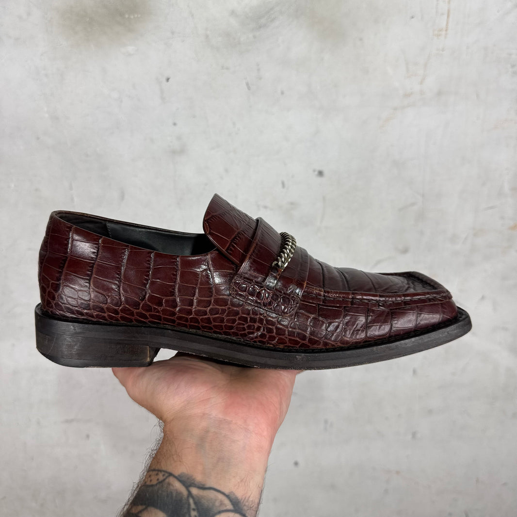 Martine Rose Square Toe Embossed Croc Loafer