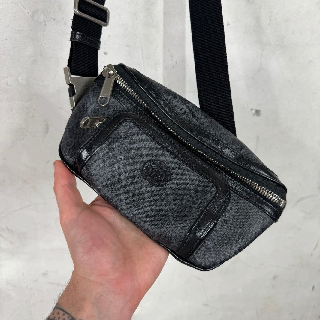 Gucci Coated Black Monogram Waist Bag
