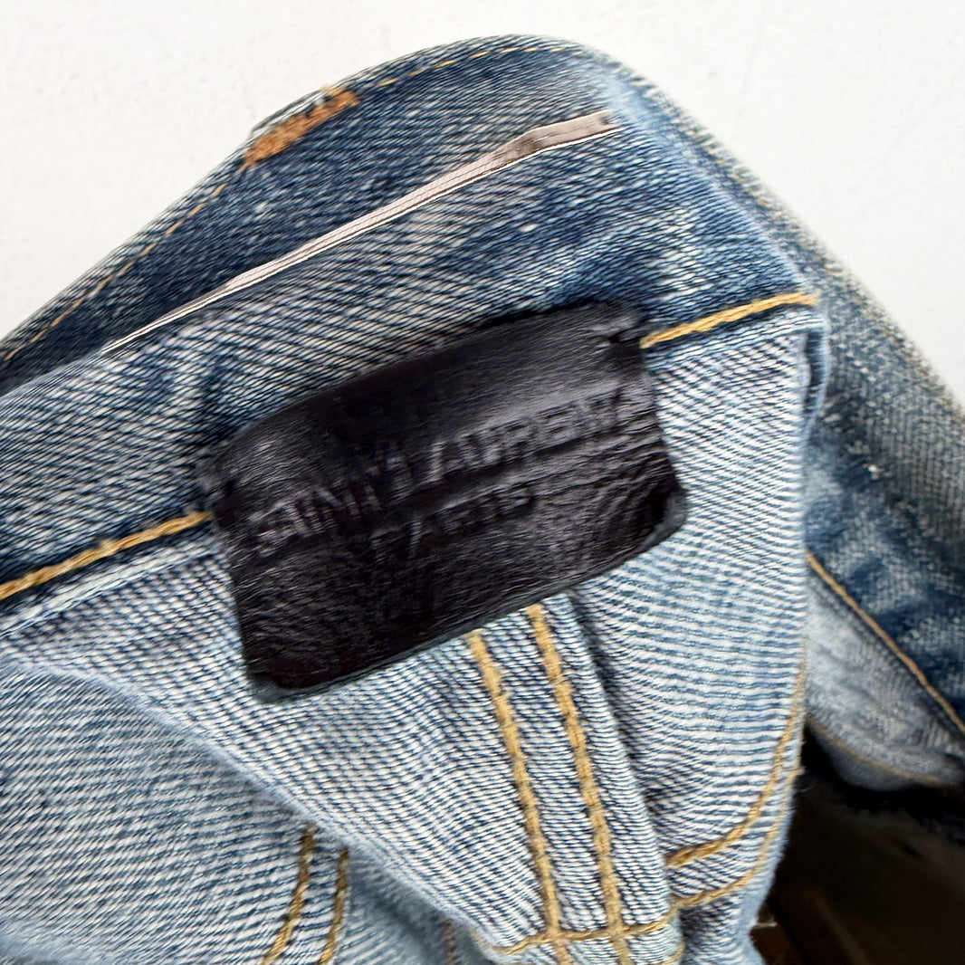Saint Laurent Light Wash Knee Repair D02 Denim Jeans