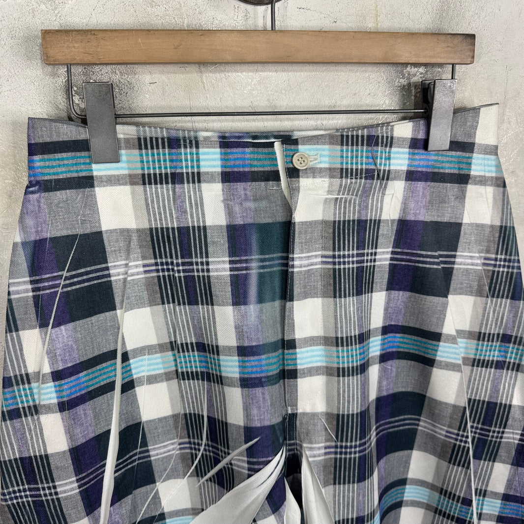 CDG Shirt Printed Plaid Pleated Shorts