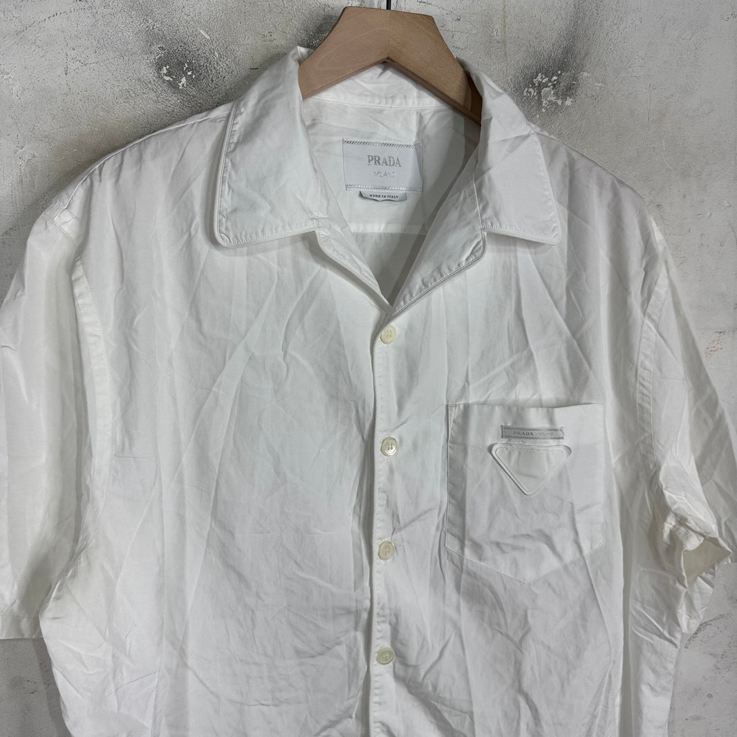 Prada White Triangular Patch S/S Shirt