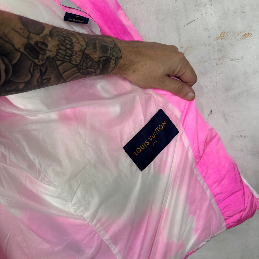 Louis Vuitton Pink/White Tie Dye Hooded Puffer